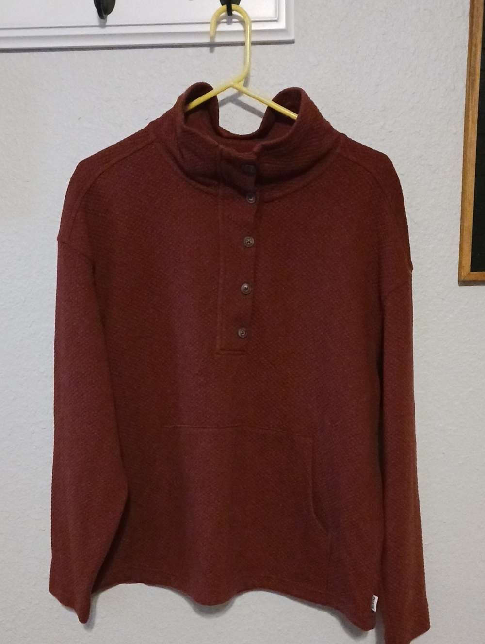 Duluth Trading Co Rust Cowl-Neck Button Pullover Sweater